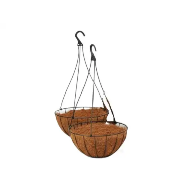 Misa wisząca, doniczka z kokosa z ramką metalową