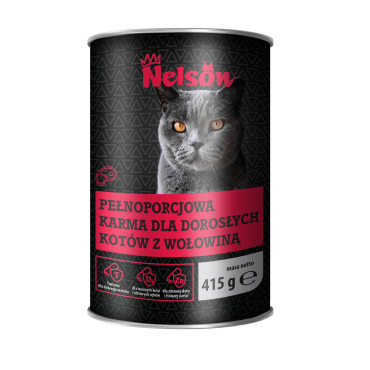 Karma dla kota w puszcze Nelson karma mokra wołowina 415g