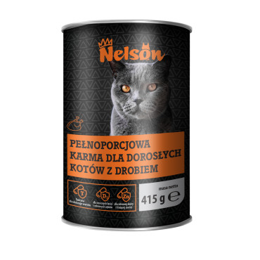 Karma dla kota Nelson puszka z drobiem 415g