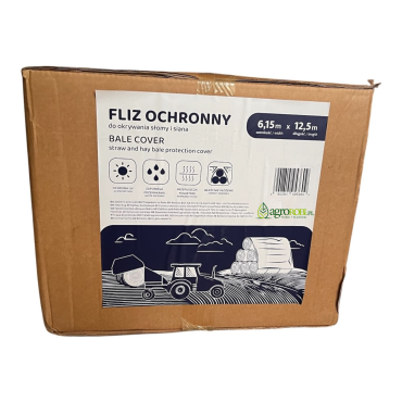 Fliz ochronny do okrywania bel słomy, siana w kartonie 145g/m2, 6,15 x 12,5m